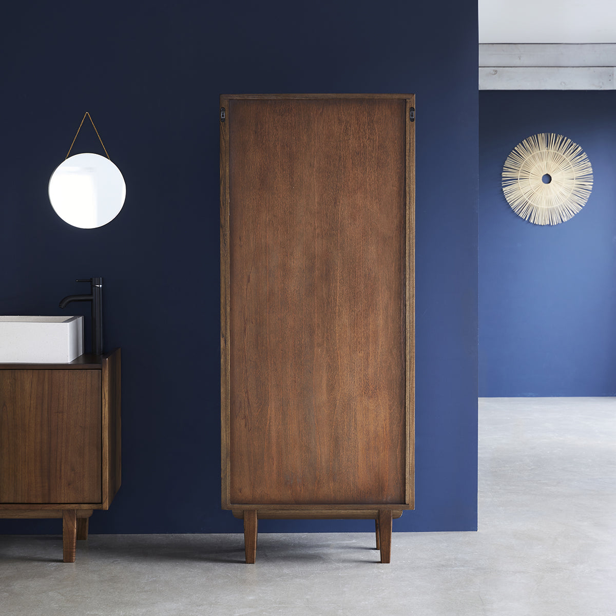 VINTAGE - Doppelte Badezimmersäule aus massivem Mindi 170 cm