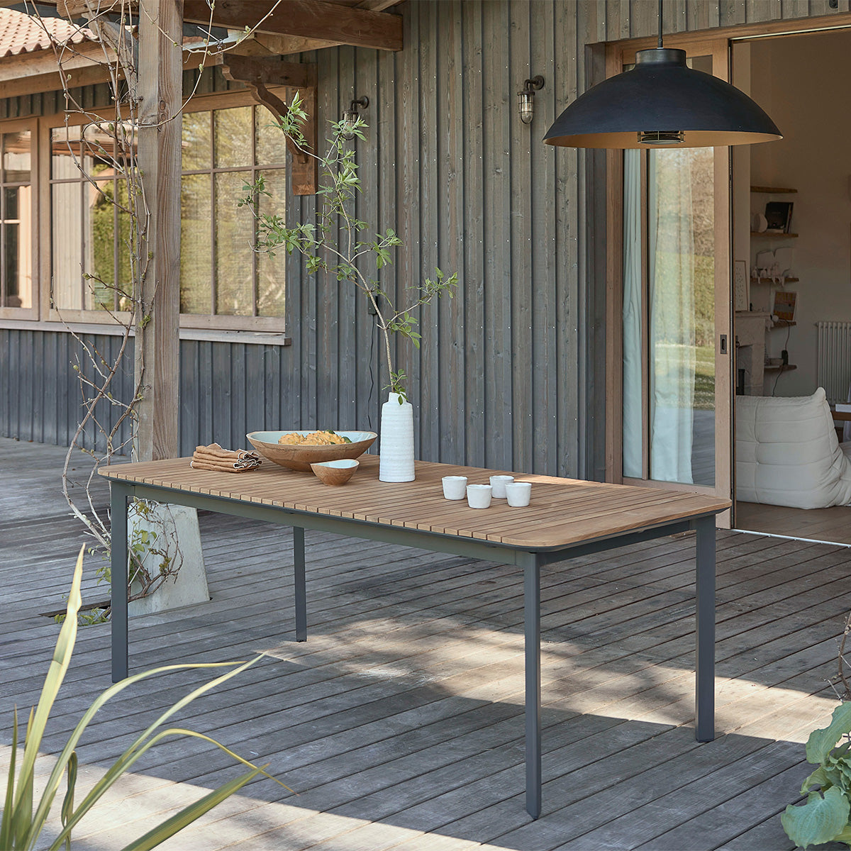 SIENA - Salon de jardin en teck massif et aluminium 6/8 pers.