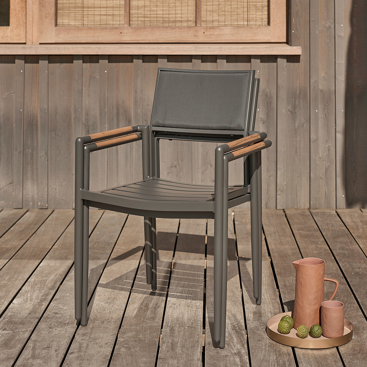 SIENA - Gartensessel aus massivem Teakholz und Aluminium (Set von 2)