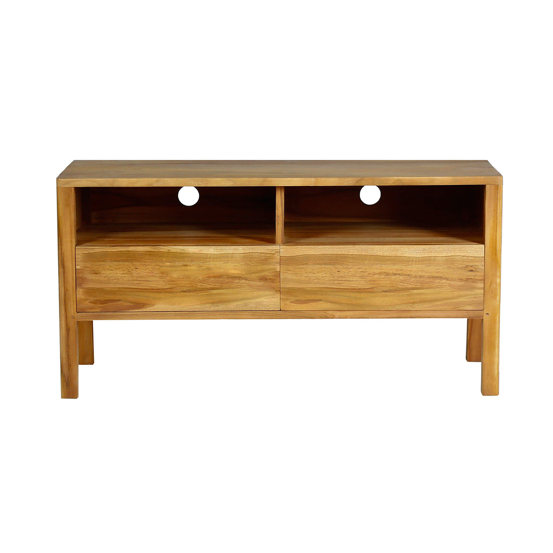 NIDO - TV-Möbel aus massivem Teakholz 2 Schubladen 100 cm