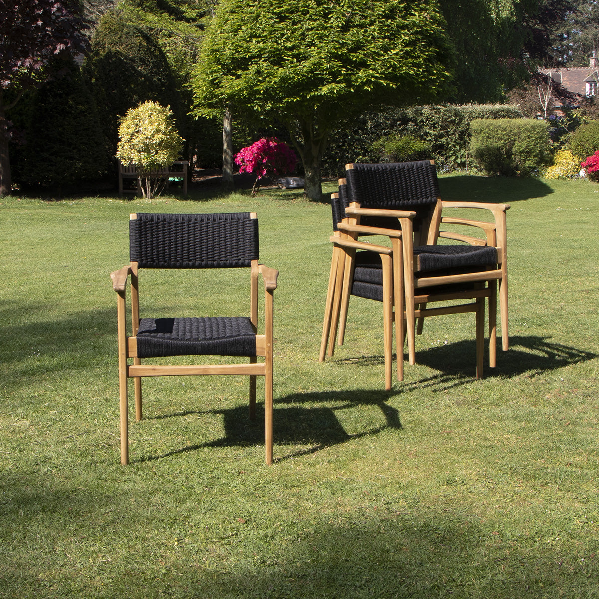 ESTHER - Gartenlounge aus massivem Teakholz und Tauwerk 8 pers.