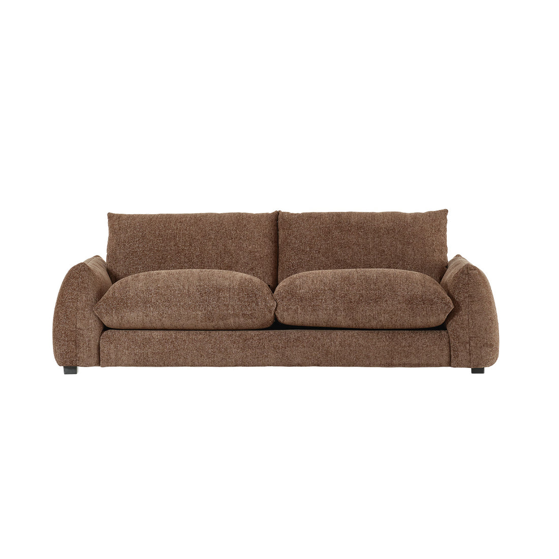 JACQUES - Gerades 3-Sitzer-Sofa aus meliertem, schokoladenbraunem Chenille