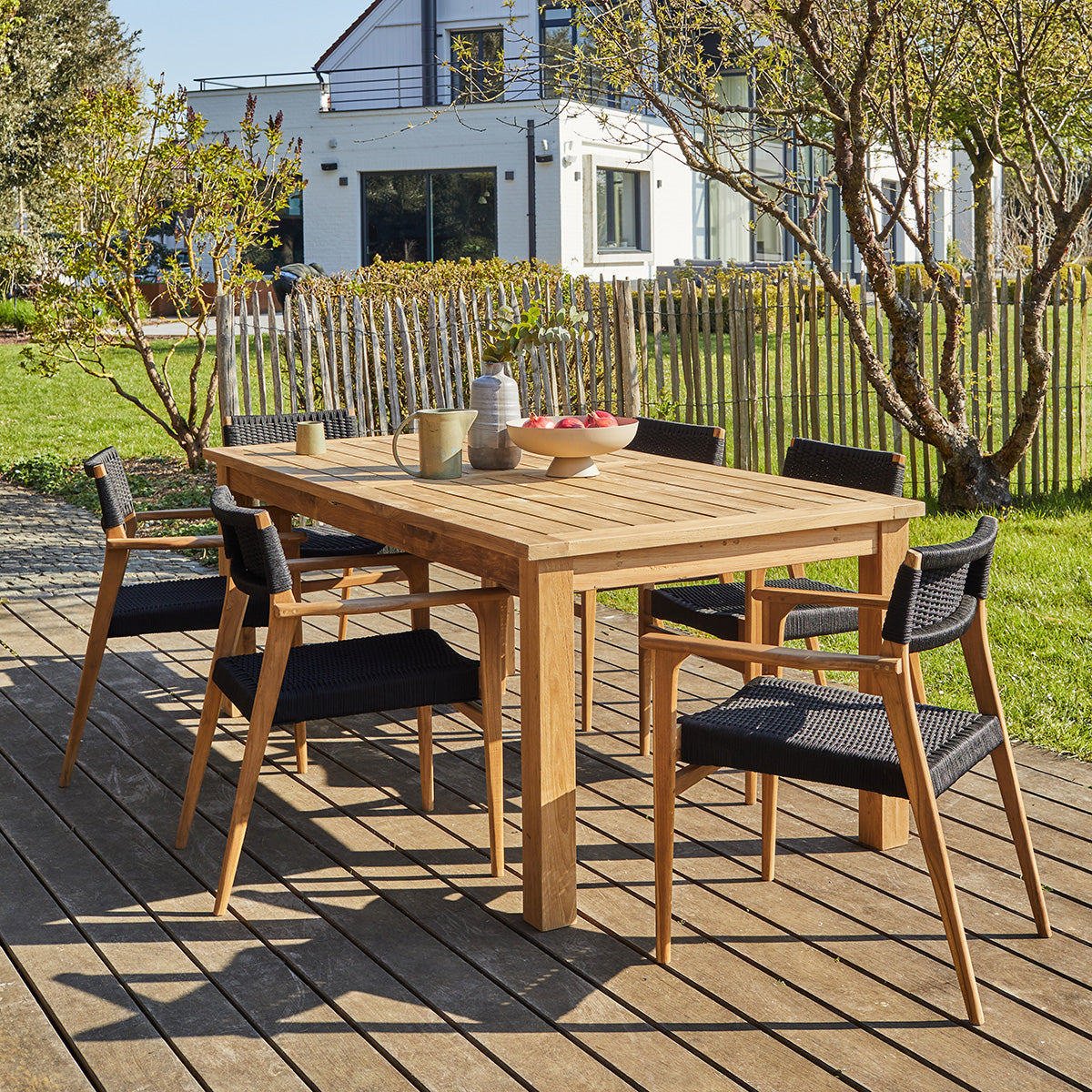 GABRIELLE - Ausziehbarer Gartentisch aus massivem, recyceltem Teakholz 8/10 Pers. 
