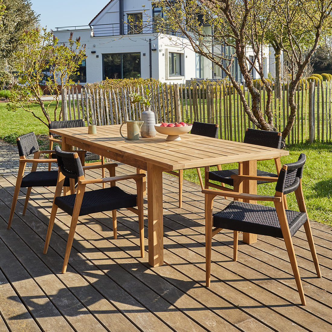 ESTHER - Ausziehbarer Gartenlounge aus Teakholz 6 Personen 