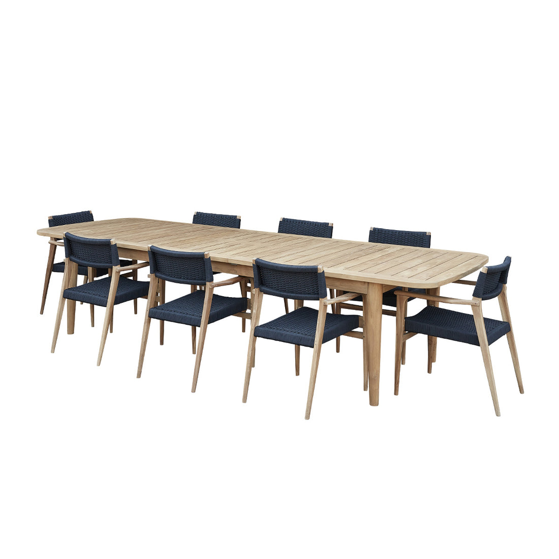 ESTHER - Ausziehbare Gartensalon  massives recyceltes Teakholz schwarz 8/10 Sitz 