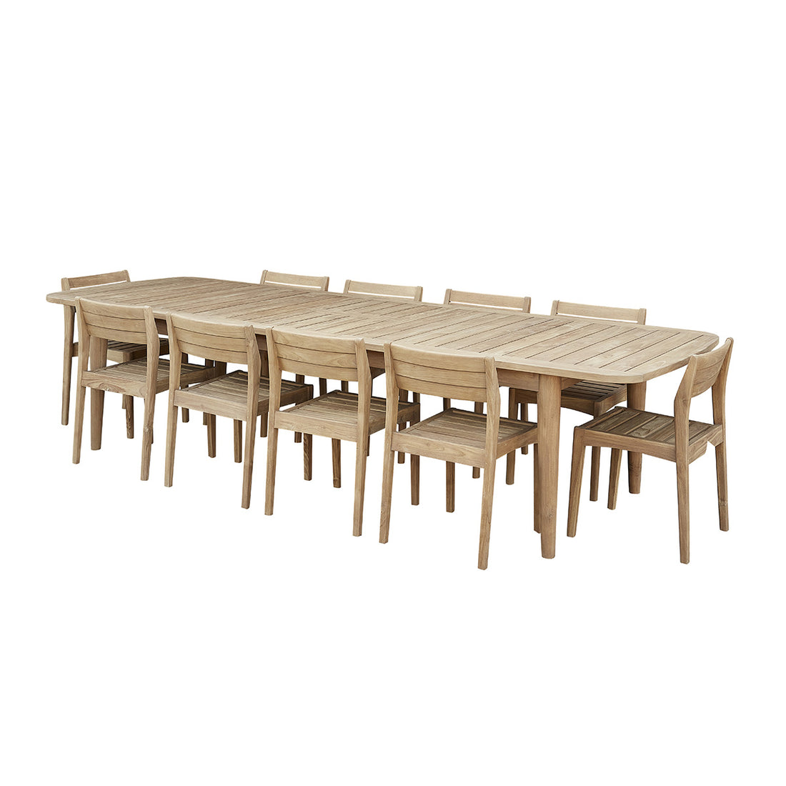 HORTENSE - Ausziehbare Gartenlounge massives recyceltes Teakholz 10/12 Sitze 