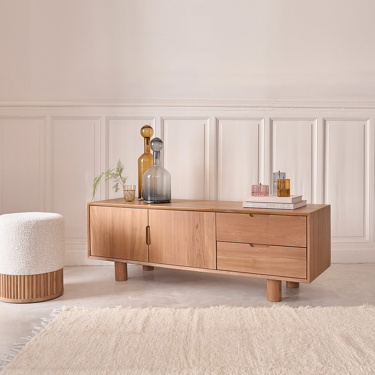 GUSTAVE - TV-Möbel aus massivem Teakholz 150 cm GUSTAVE