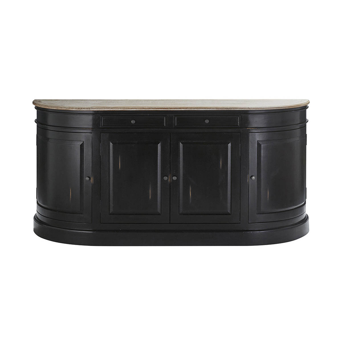 LONDRES - Sideboard aus Mahagoni und massivem Teakholz, 180 cm, schwarz