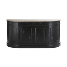 Sideboard aus Mahagoni und massivem Teakholz, 180 cm, schwarz
