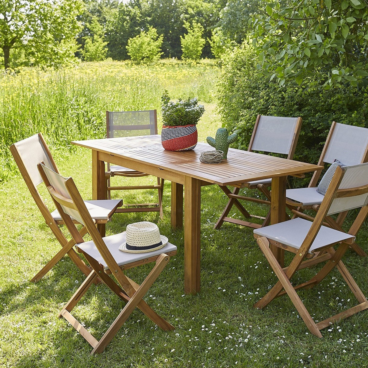 HANOÏ - Ausziehbarer Gartentisch aus Akazienholz 6 Sitzplätze