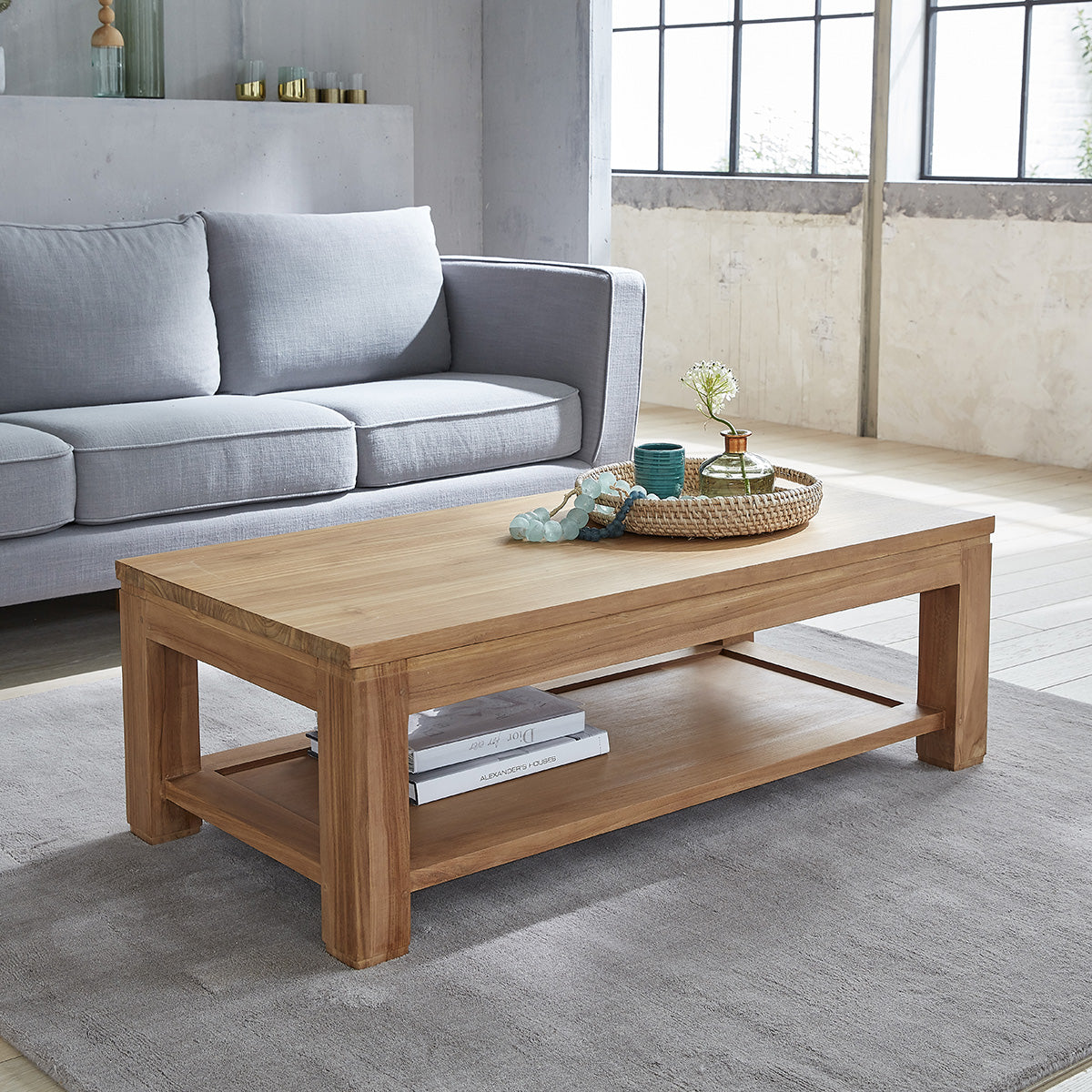 BOSTON - Couchtisch aus massivem Teakholz 120 cm 