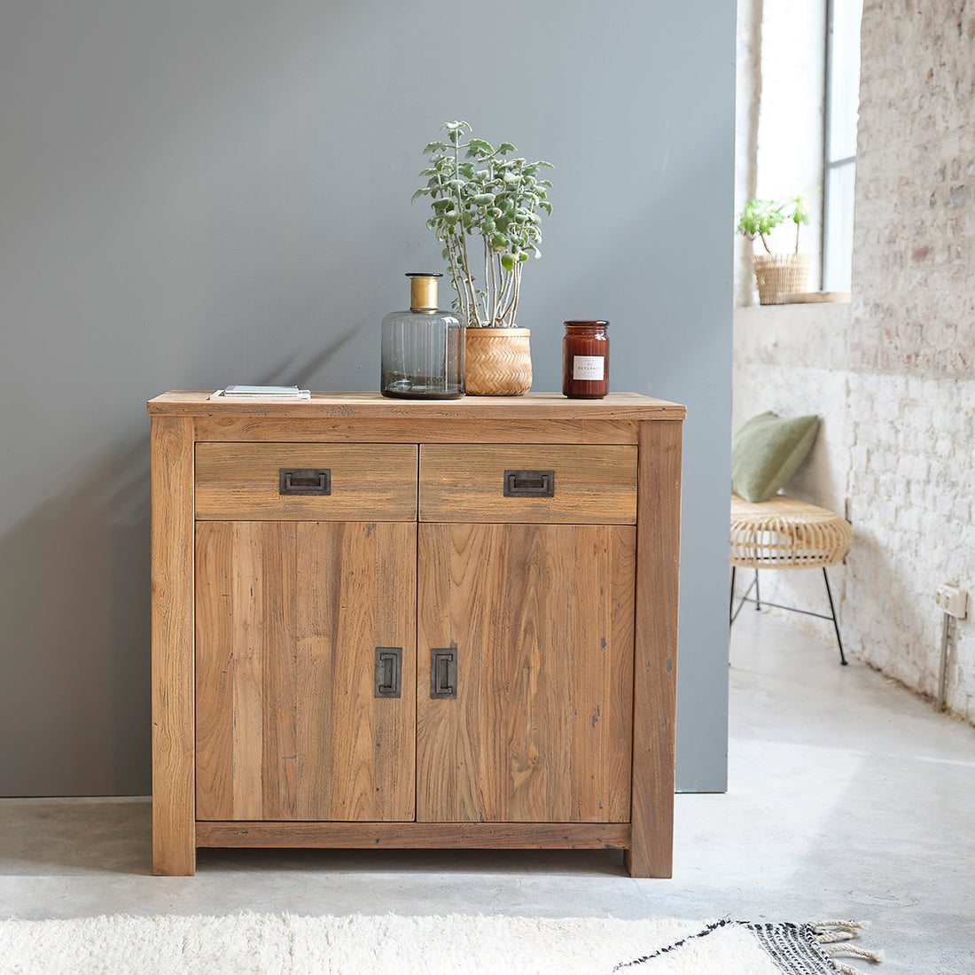 CARGO - Buffet aus massivem recyceltem Teakholz 100 cm 