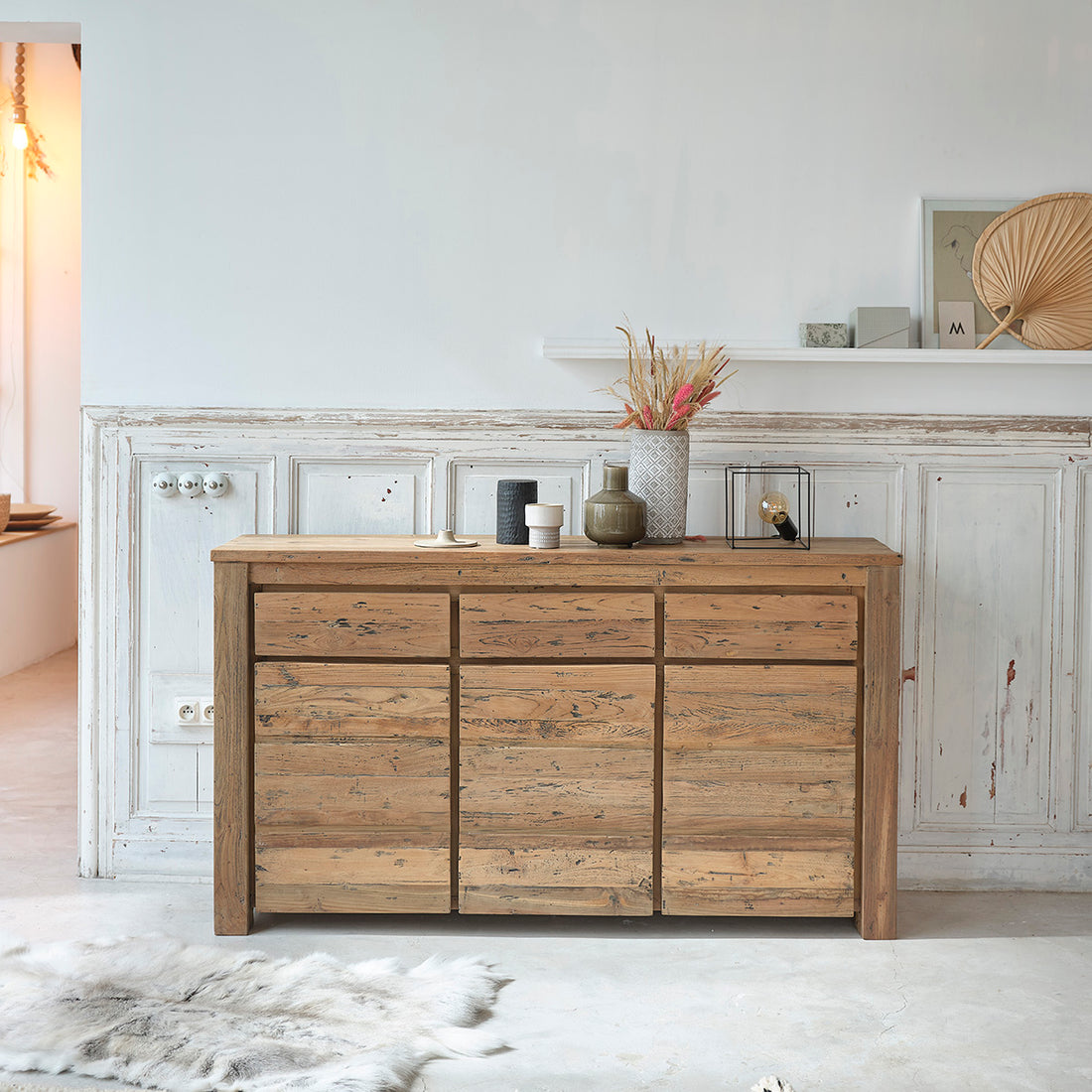 CARGO - Buffet aus massivem recyceltem Teakholz 160 cm 