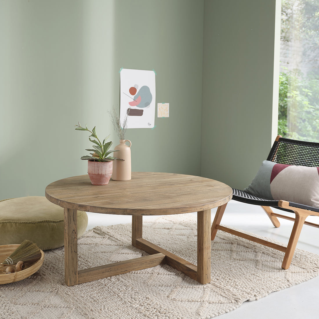 CARGO - Couchtisch aus recyceltem massivem Teakholz Ø 100 cm 