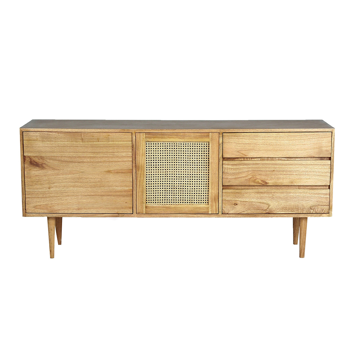 HANA - Buffet aus massivem Mindi und Rohrgeflecht 175 cm