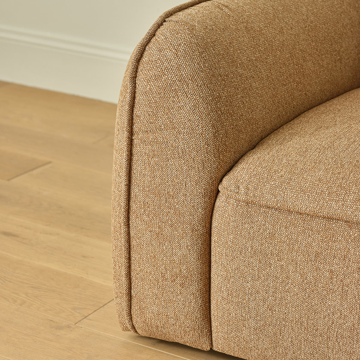 HECTOR - Gerades 3-Sitzer-Sofa aus hellbraun meliertem Strukturstoff