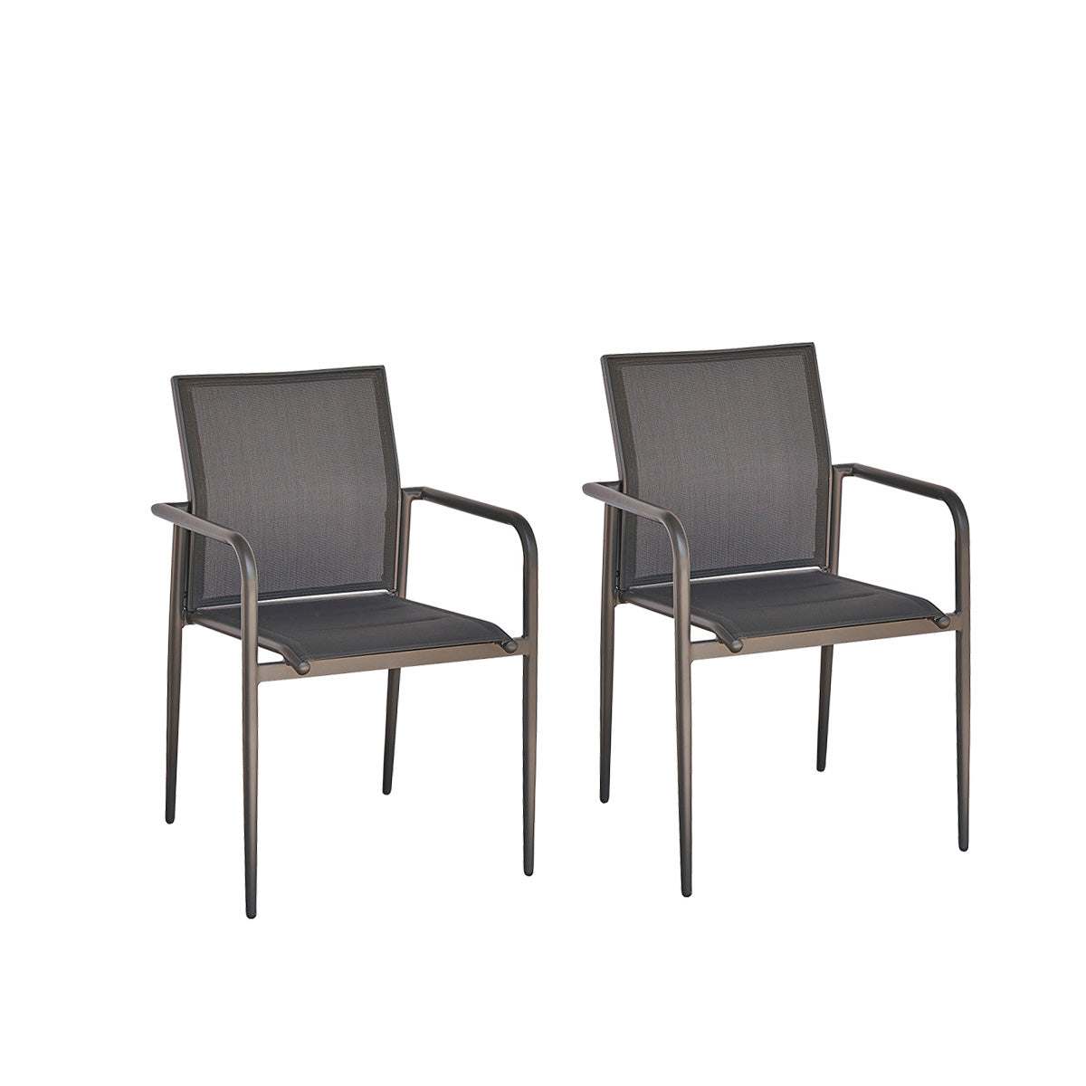 LAGON - Sessel aus Aluminium und grauem Textilene (Set von 2)