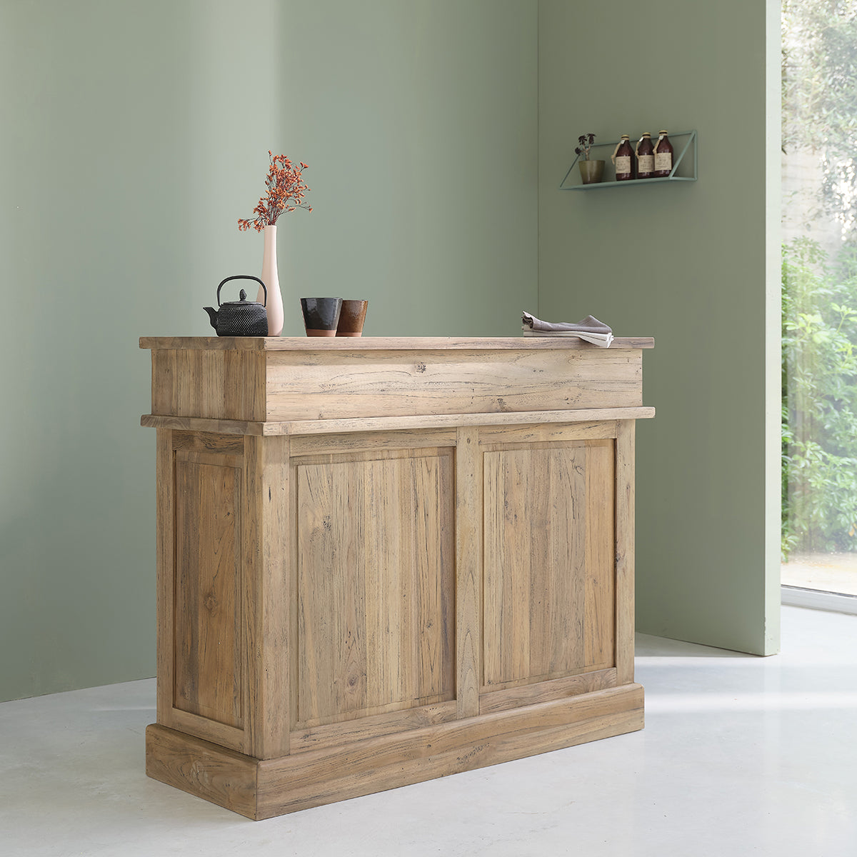 CARGO - Bar aus massivem recyceltem Teakholz 120