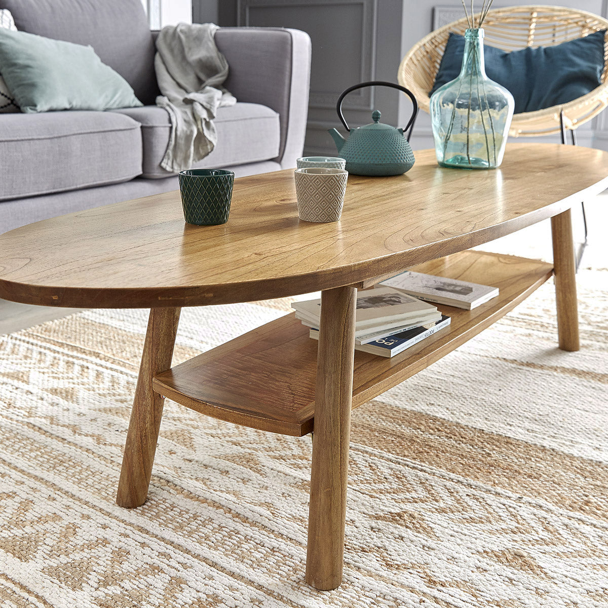 TILO - Couchtisch aus massivem Mindi-Holz 160 cm