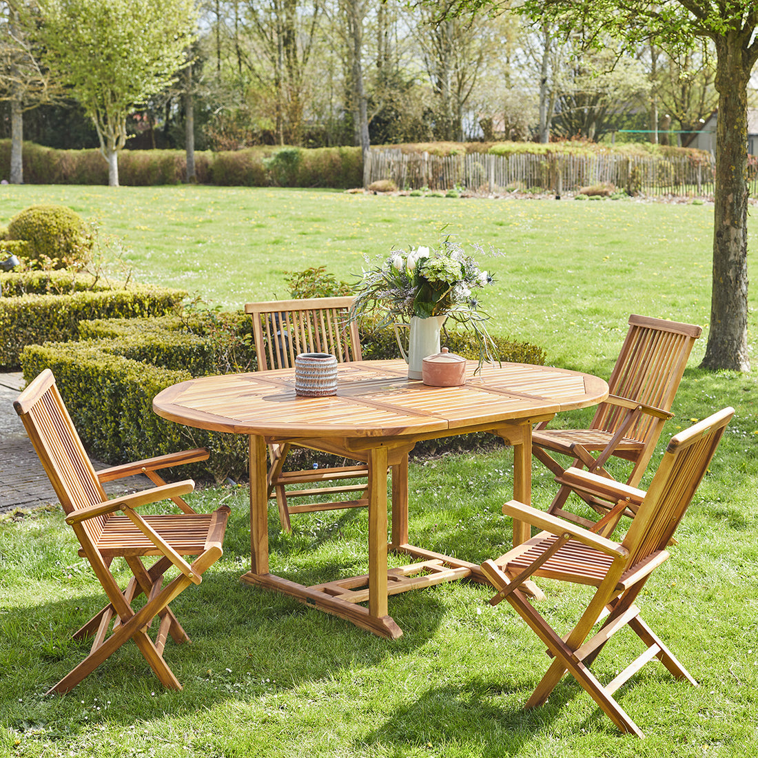 BALI - Salon de jardin en teck huilé massif extensible 4/8 pers.