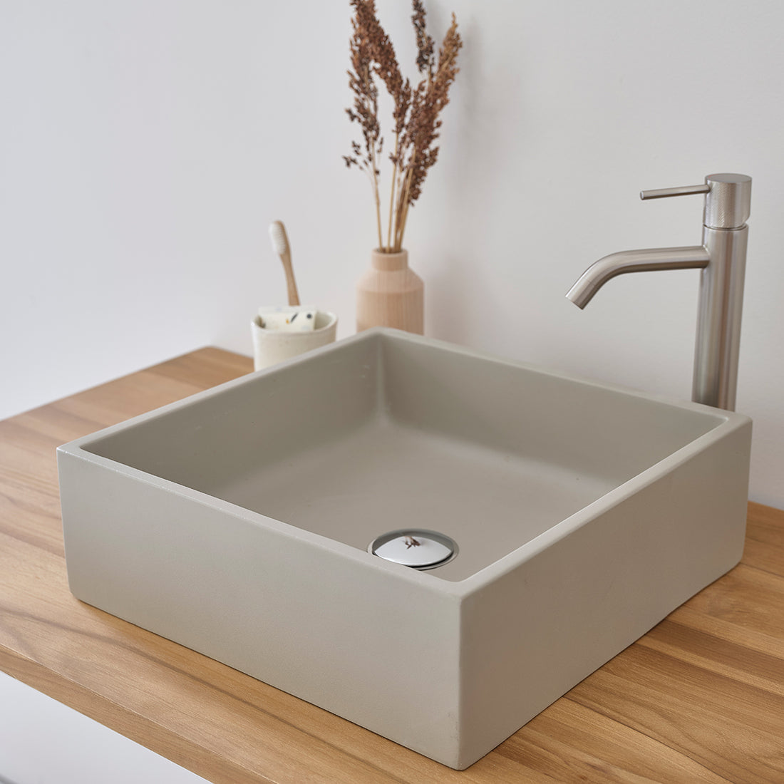 PURE - Betonbecken grau quadratisch 37 cm