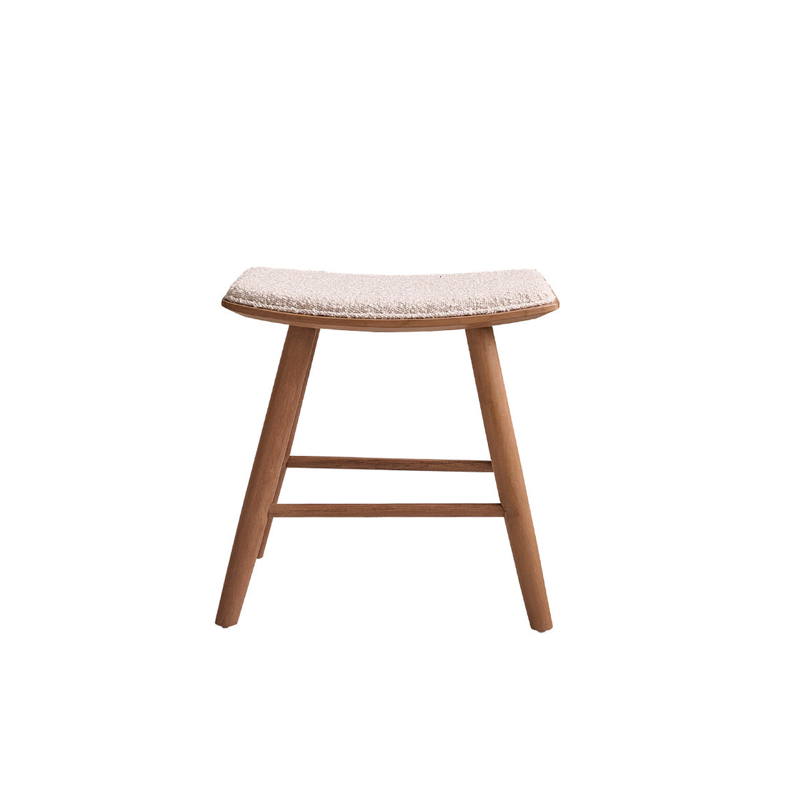 AMBRE - Hocker aus massivem Teakholz Sitzfläche aus Bouclé 45 cm