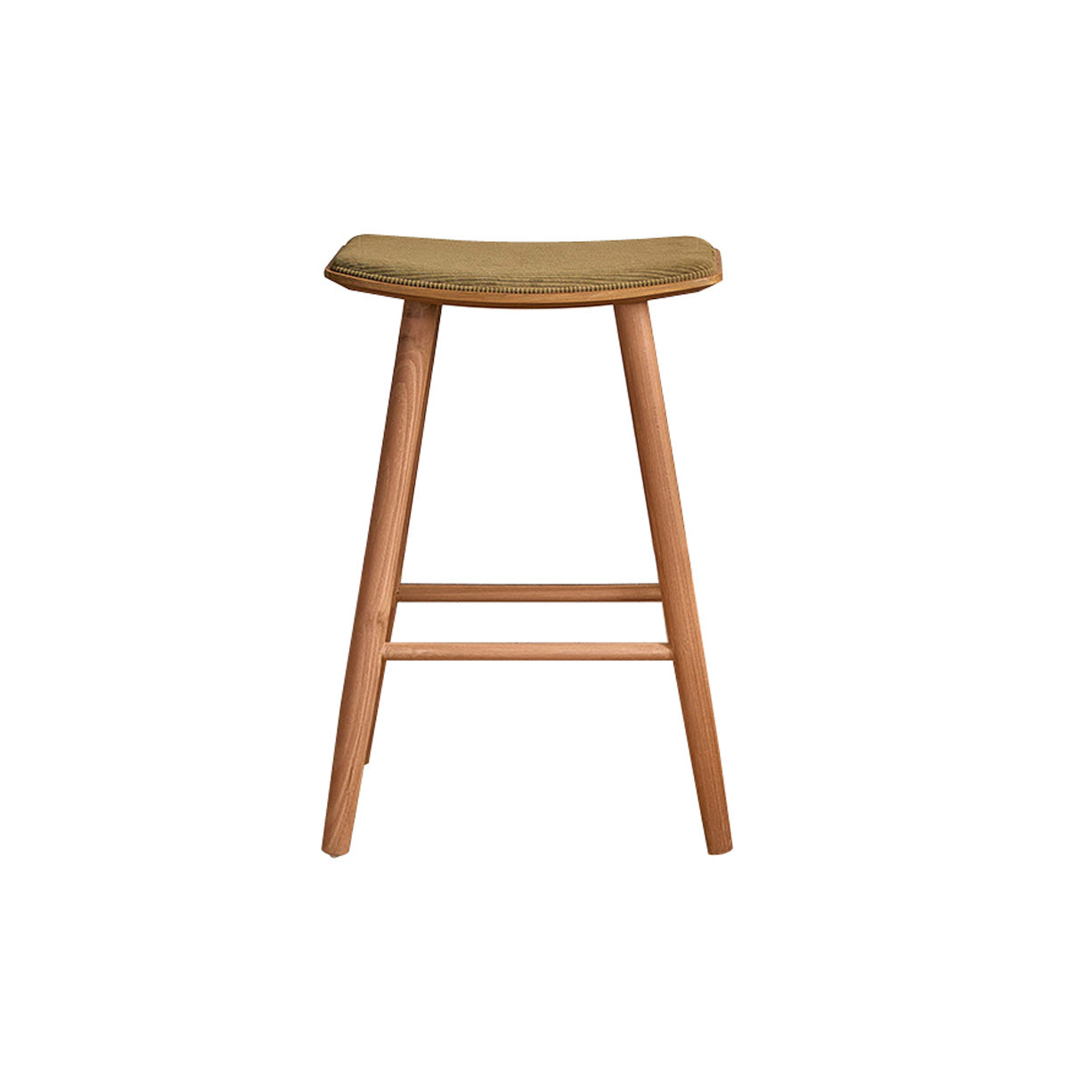 AMBRE - Hocker aus massivem Teakholz und Sitzfläche aus Cord 65 cm