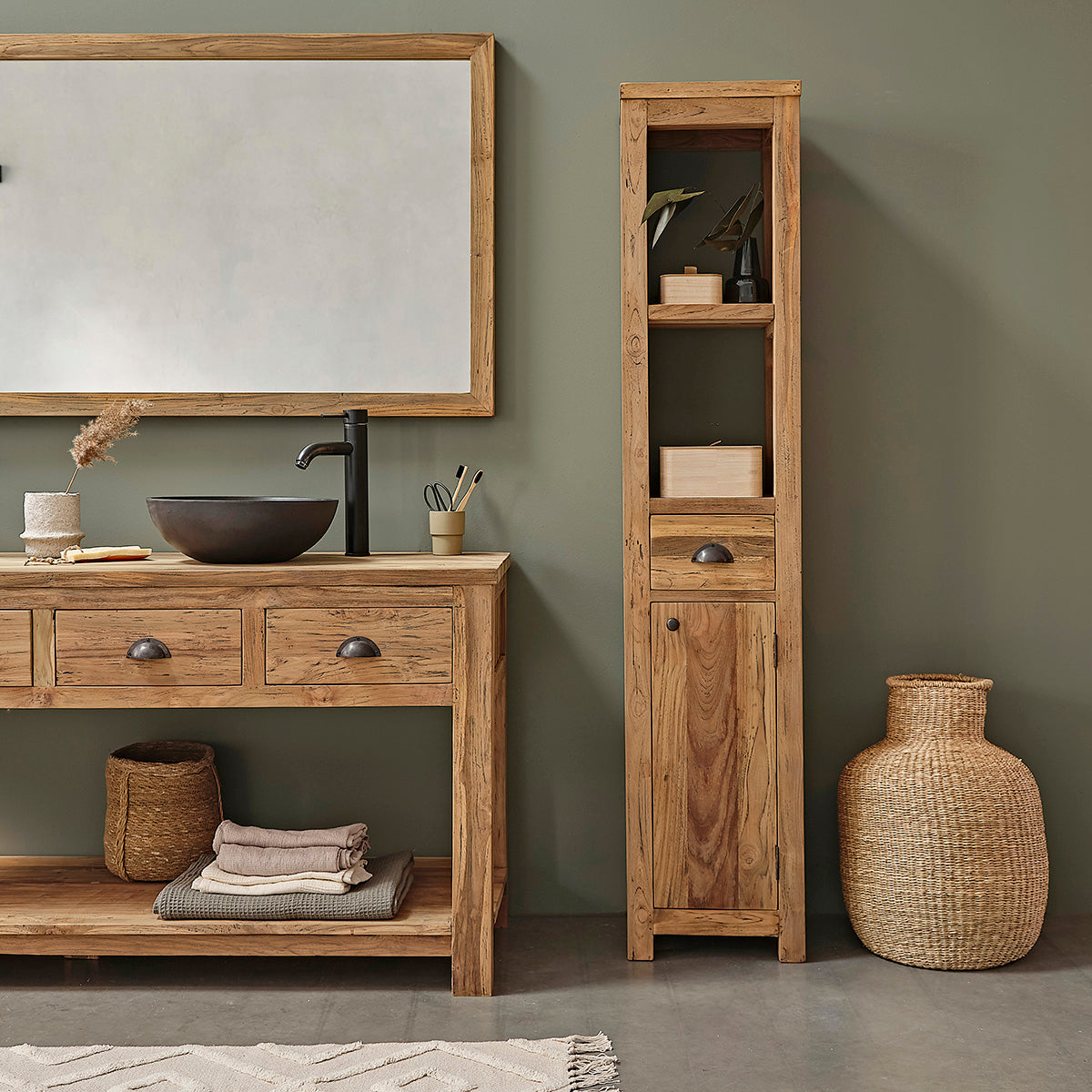 AUSTIN - Säule aus massivem recyceltem Teakholz 170 cm 