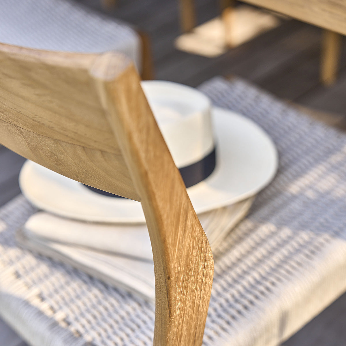 LIVIE - Chaise de jardin en teck massif et cordage beige (lot de 2)