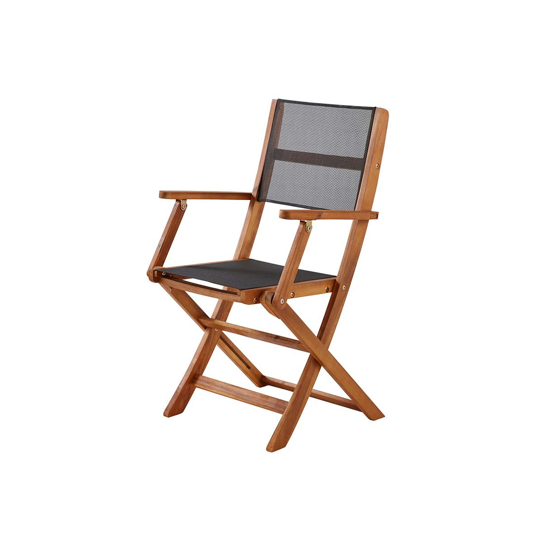 HANOÏ - Gartensessel aus massivem  Akazienholz und schwarzem Textilene