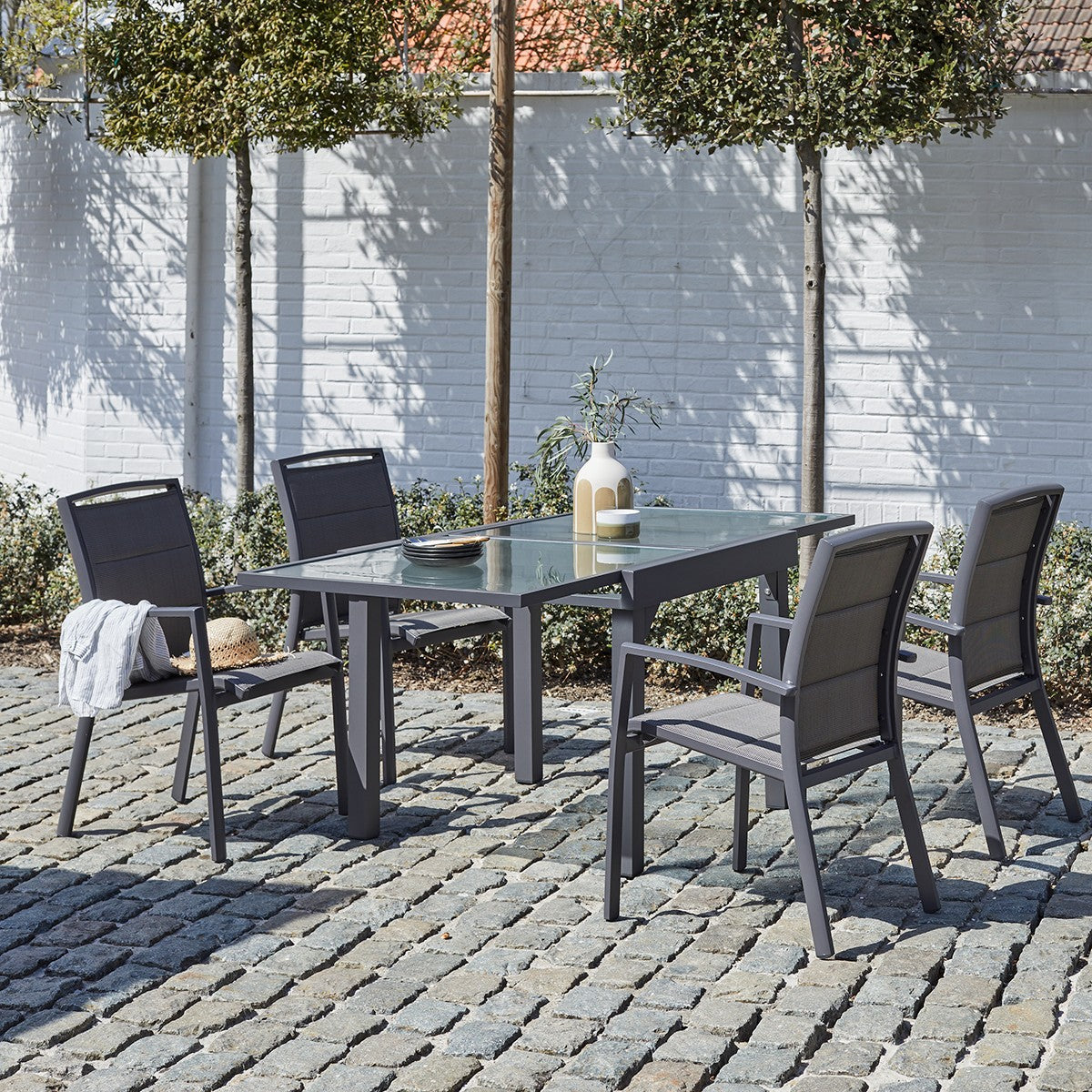 MODULO - Table de jardin en aluminium extensible gris 4/8 pers.