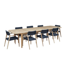 Ausziehbare Gartenmöbel aus massivem recyceltem Teakholz in Schwarz für 8/10 Pers.