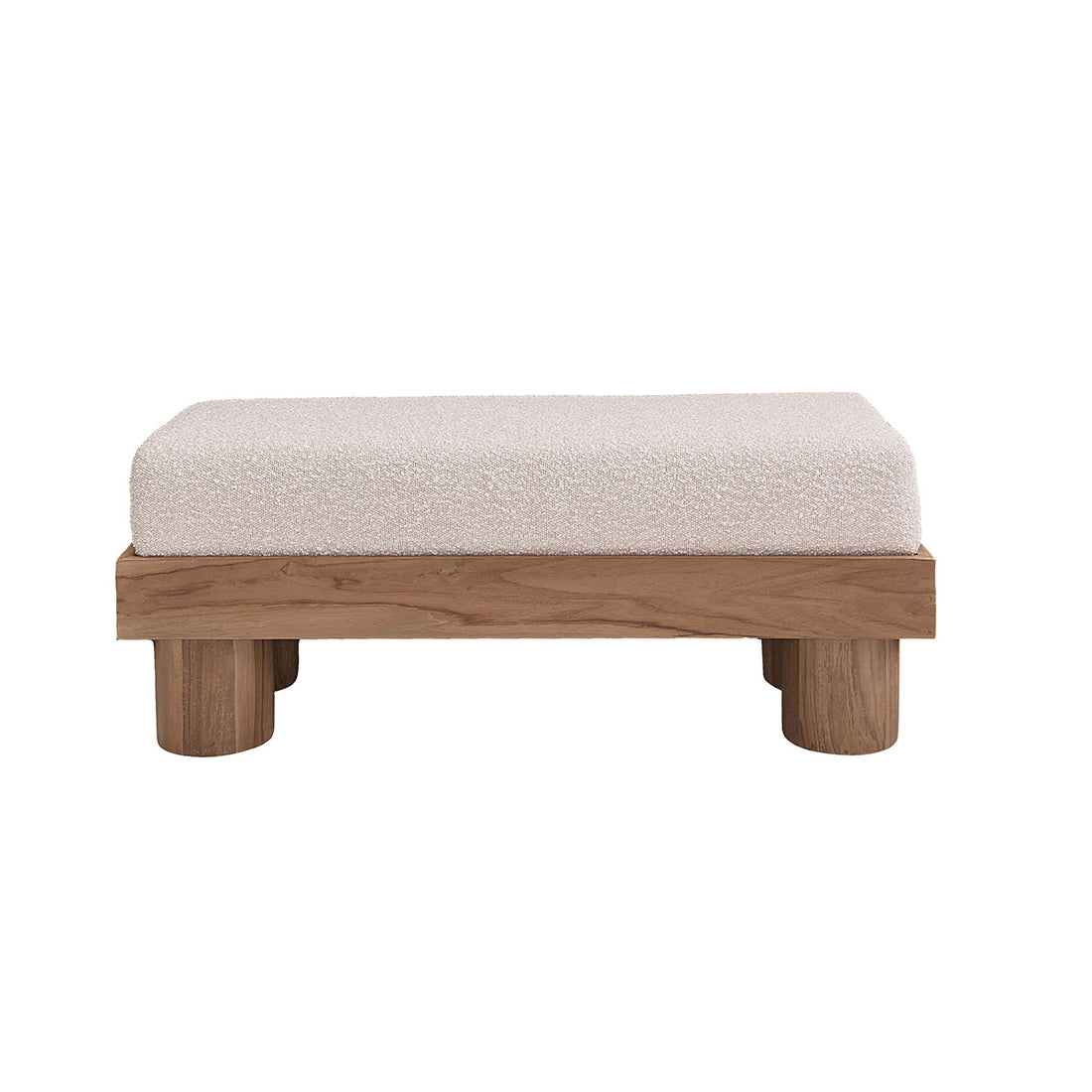 THÉODORE - Bank aus massivem Teakholz und Bouclé-Stoff 100 cm