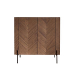 Barschrank aus massivem Mindi und Metall in Walnuss-Finish 100cm