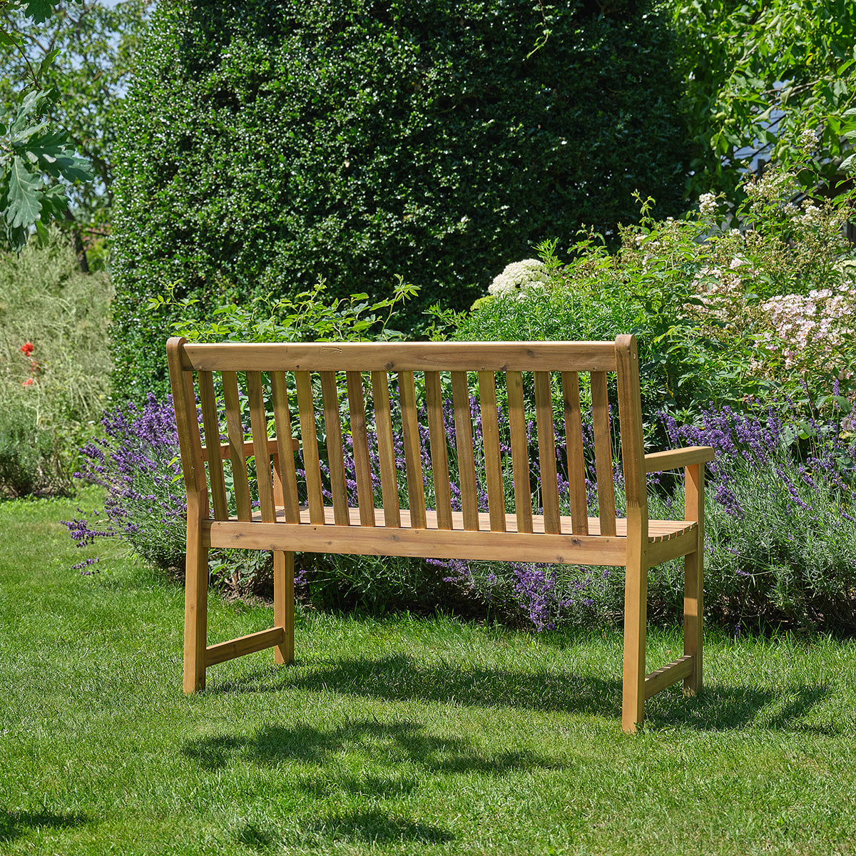MILOS - Gartenbank aus massivem, geöltem Akazienholz, 120 cm