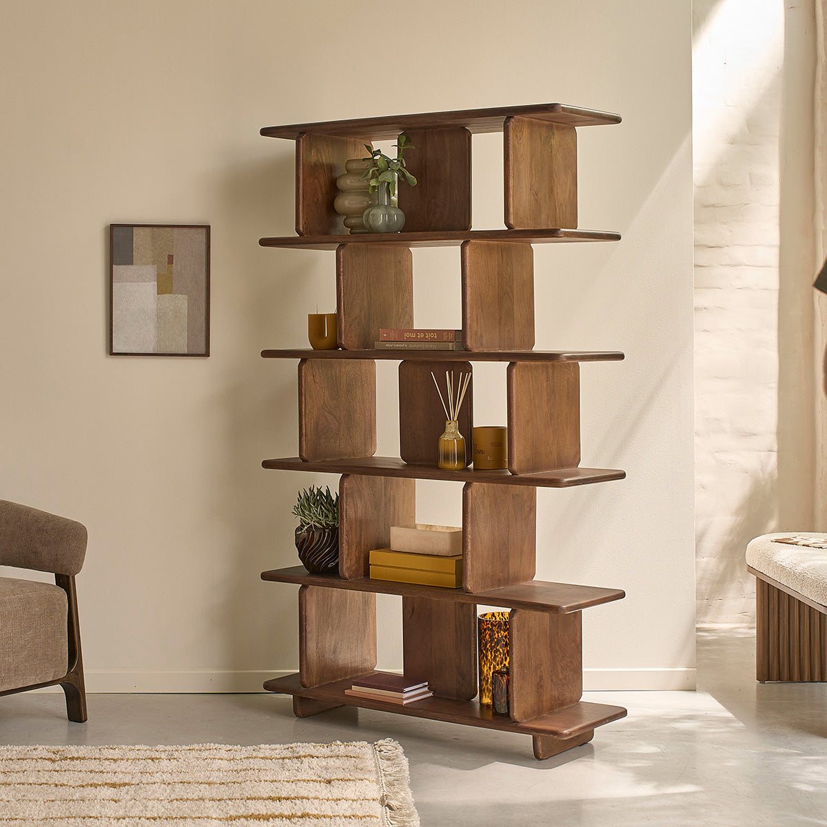 CLEO - Bücherregal aus massivem Mangoholz, 106 cm