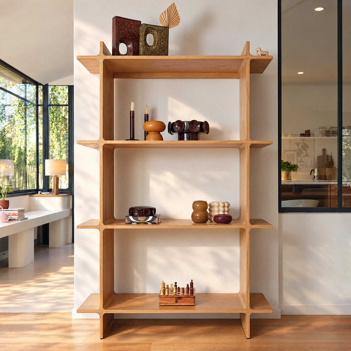 NOAM - Regal aus naturbelassenem Mindi-Holz, H 175 cm