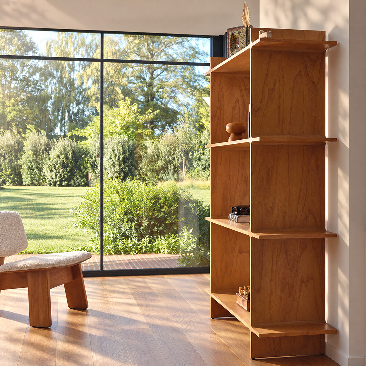 NOAM - Regal aus naturbelassenem Mindi-Holz, H 175 cm