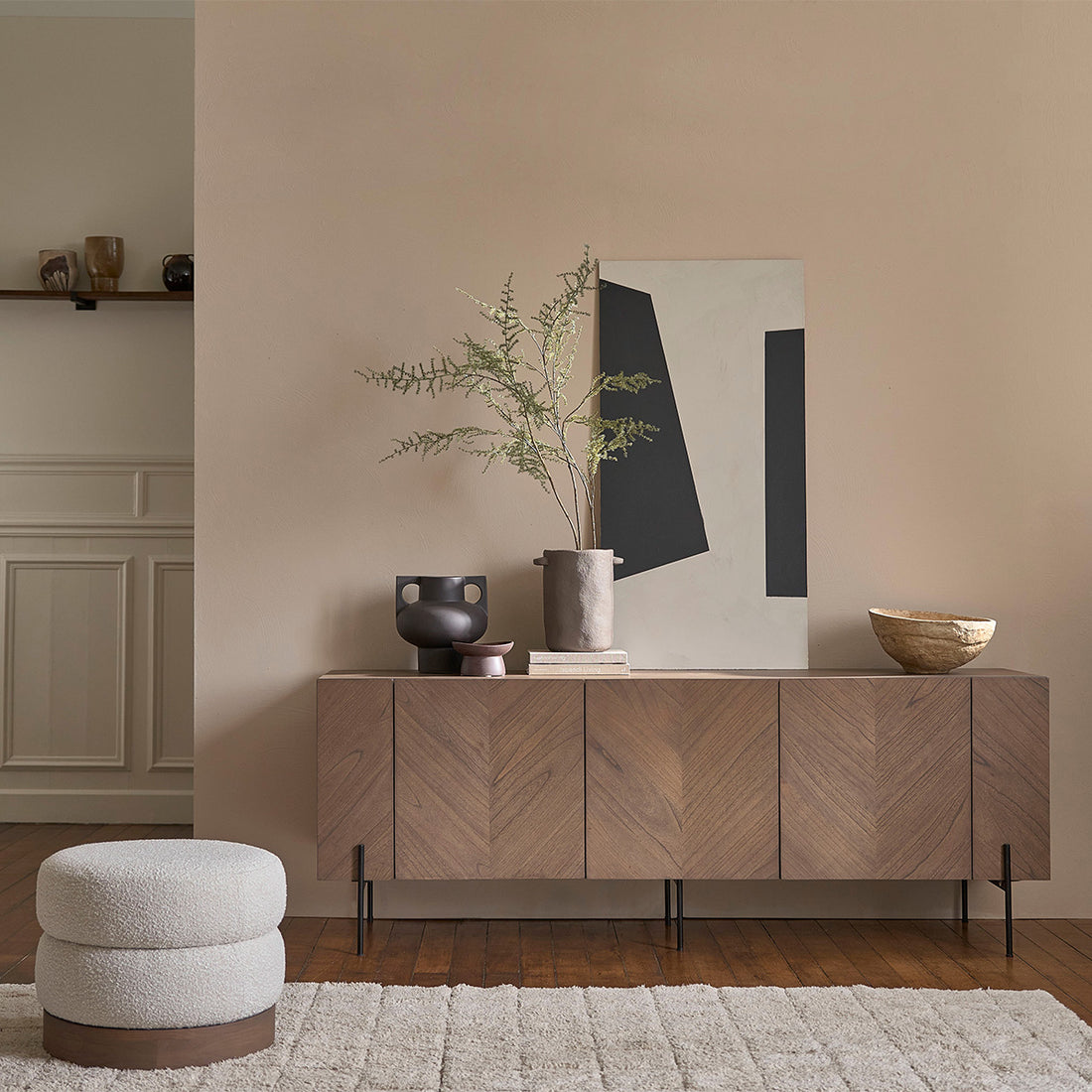 CALIX - Buffet aus Buffet aus massivem Mindi und Metallbeinen 200 cm Mindi und Metallbeinen 200 cm