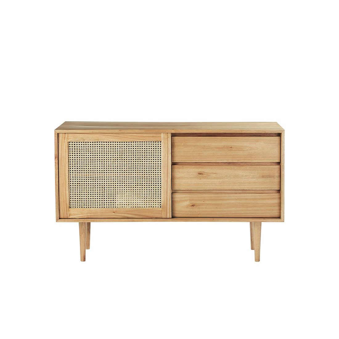 HANA - Buffet aus massivem Mindi und Rohrgeflecht 135 cm