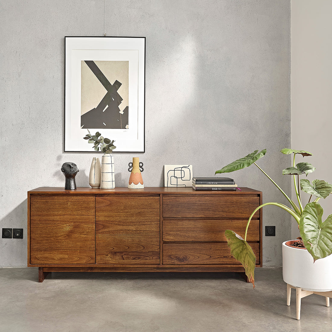 MILO - Buffet aus massivem Mindi in Walnuss-Finish 180 cm 
