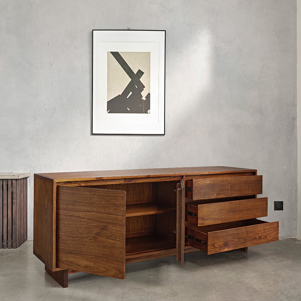 MILO - Buffet aus massivem Mindi in Walnuss-Finish 180 cm 