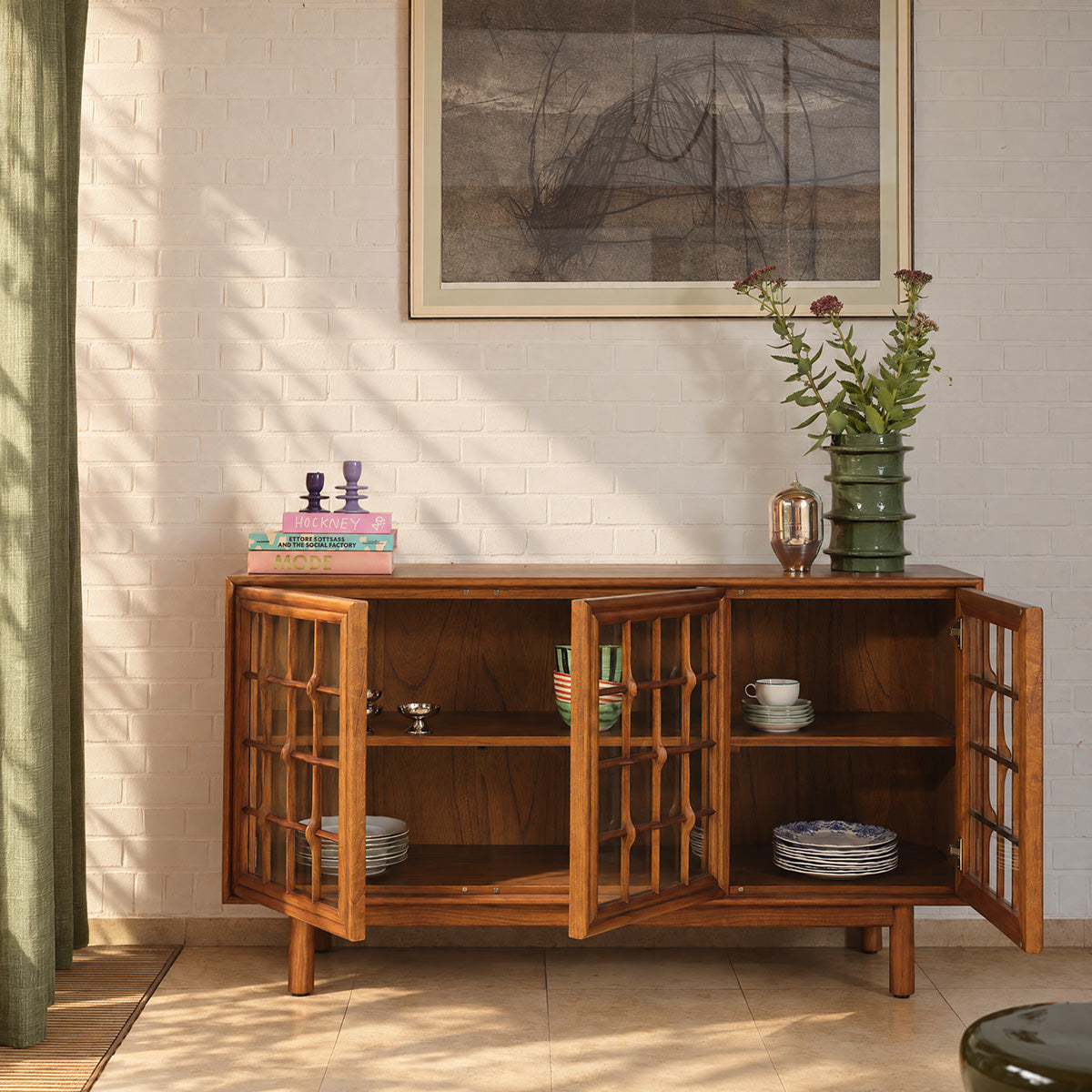 Sideboard aus Mindi-Holz, 155 cm 