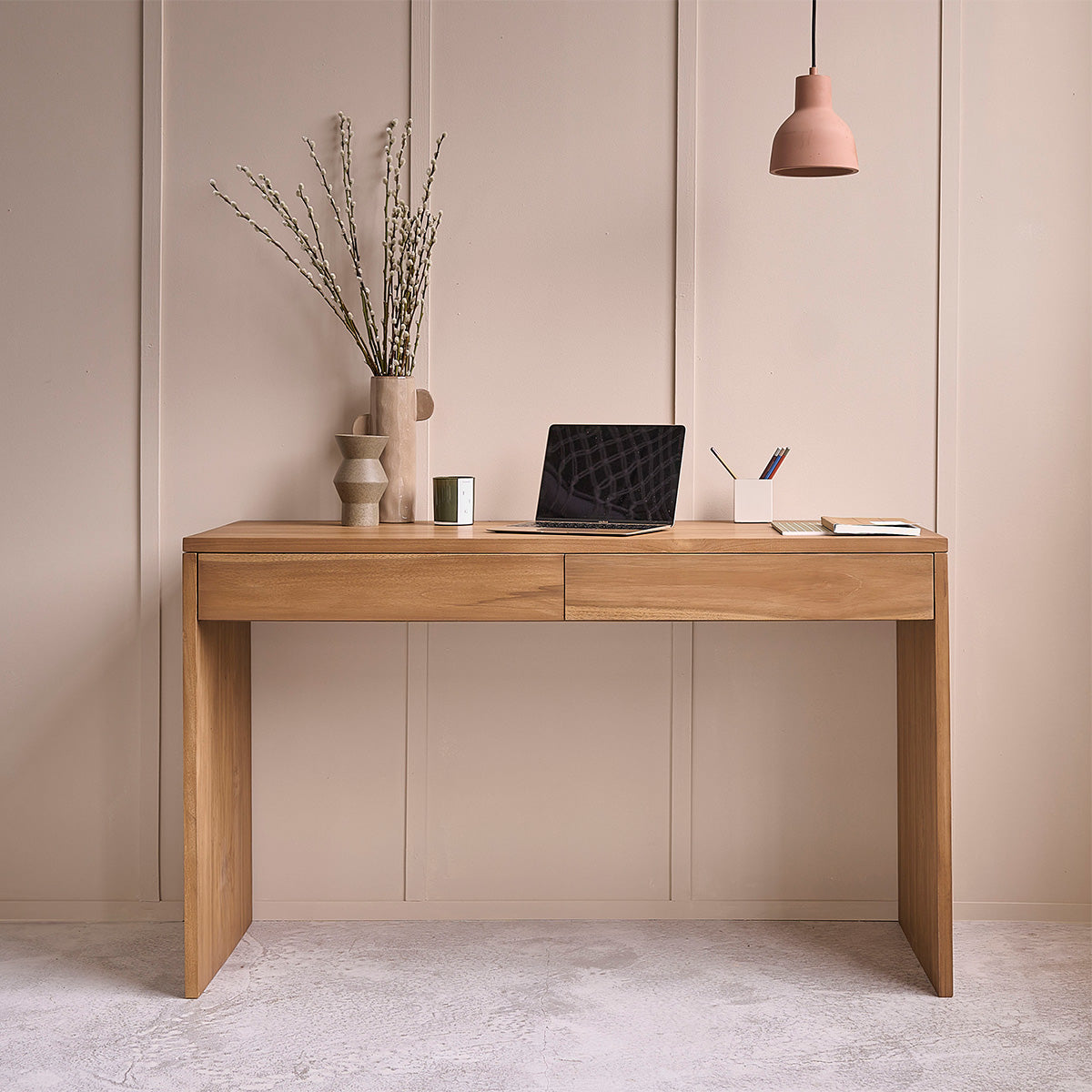 TRISTAN - Schreibtisch aus massivem Teakholz 130 cm