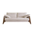 Gerades 3-Sitzer-Sofa aus Massivholz und weißem Bouclé-Stoff
