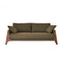Gerades 3-Sitzer-Sofa aus Massivholz und khakifarbenem Bouclé-Stoff