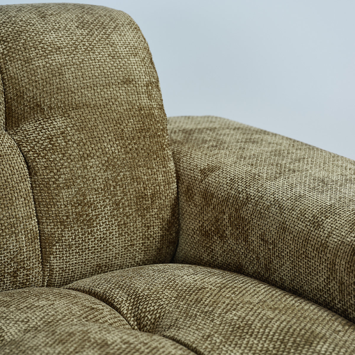 ALPHONSE - Gerades 3-Sitzer-Sofa aus khakifarbenem Geflechtvelours
