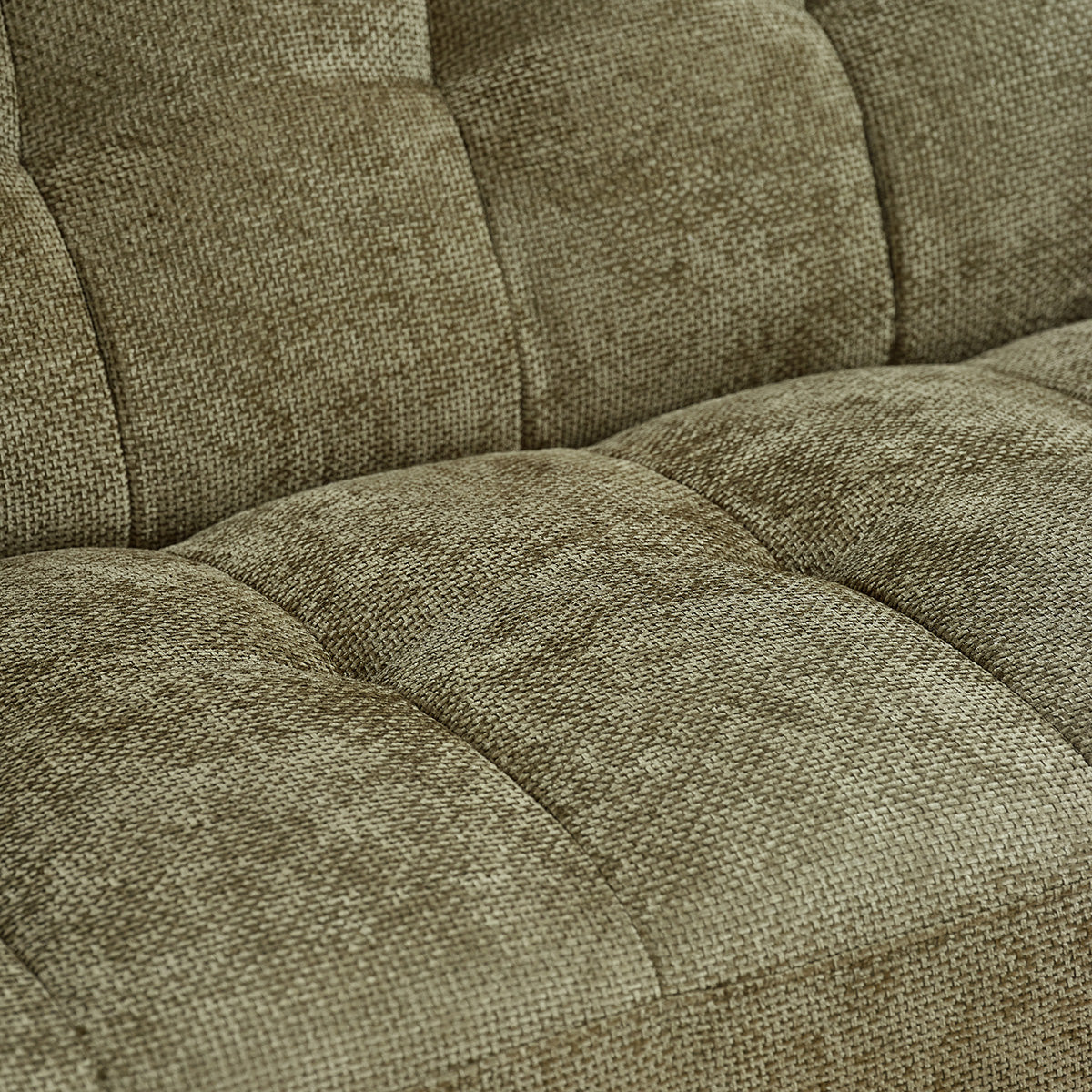 ALPHONSE - Gerades 4-Sitzer-Sofa aus khakifarbenem Geflechtvelours