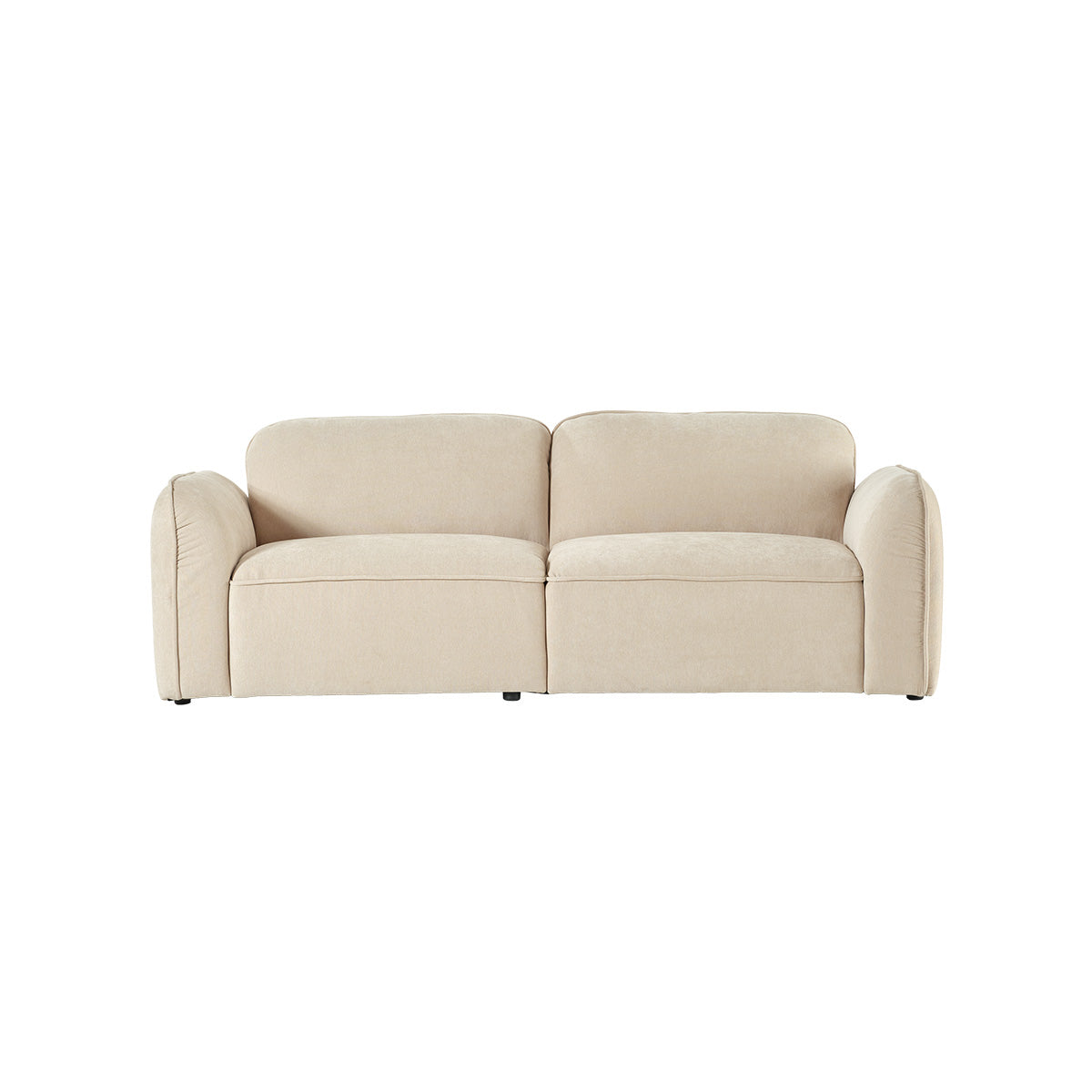 HECTOR - Gerades 3-Sitzer-Sofa aus beige meliertem Samt