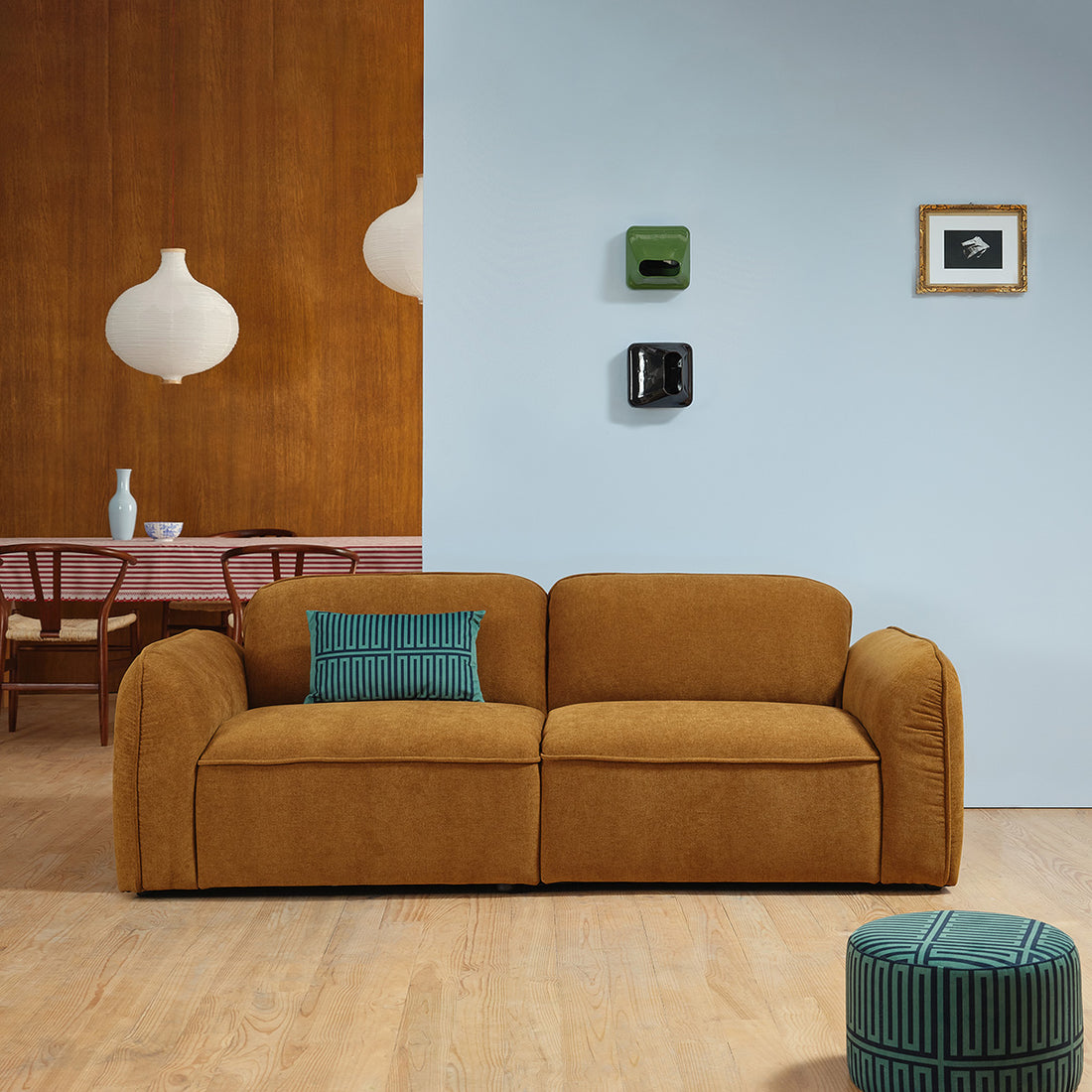 HECTOR - Gerades 3-Sitzer-Sofa in Bronze-Samt